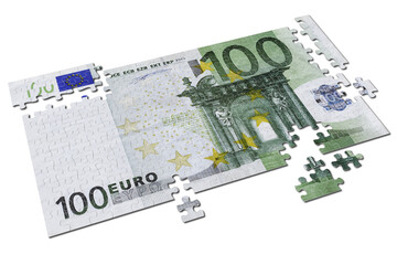 PNG. Trasparente. Puzzle cento euro su sfondo trasparente