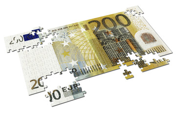 PNG. Trasparente. Puzzle duecento euro su sfondo trasparente..