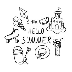 Welcoming the Season With a Hello Summer Doodle Featuring Beach and Leisure Elements