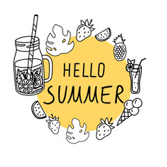 Celebrating the Arrival of Summer With a Fun Doodle of Seasonal Treats and Elements