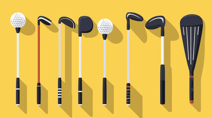 Golf ball and clubs. Flat design long shadow icon. Golf