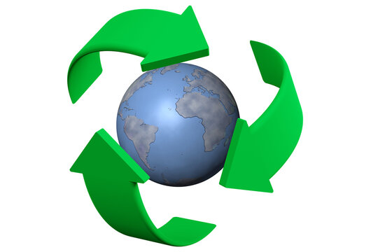 PNG. Trasparente. Simbolo riciclaggio. Mondo pulito e ecologico.