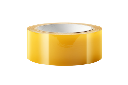 Yellow Tape Roll on White Background. On a White or Clear Surface PNG Transparent Background. - Powered by Adobe