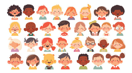 Childrens face  school childrens kids flat vector isolated
