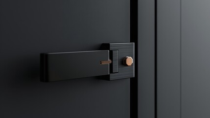 Innovative narrow latch deadlock highlighted in a close-up, showcasing its role in enhancing door security with inspired design ideas - obrazy, fototapety, plakaty