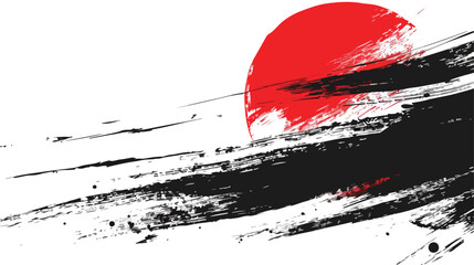 Close up of Japanese Flag white background flat vector