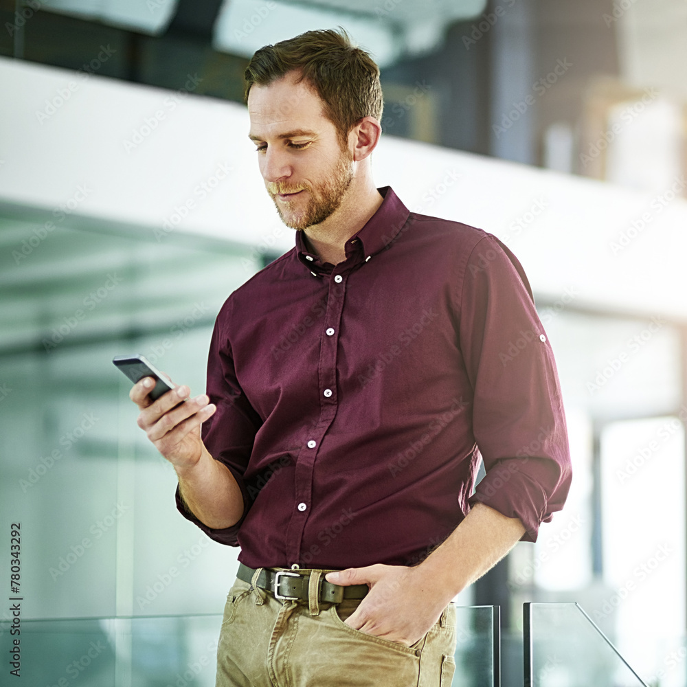 Poster smile, confidence and man in office with for networking, communication and connection for creative b