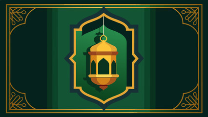 Graceful Eid Mubarak Frame Elegant Gold Vector on Dark Green Background