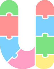 u Lowercase Pastel Puzzle Alphabet School