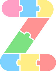 Fototapeta premium Z Lowercase Pastel Puzzle Alphabet School