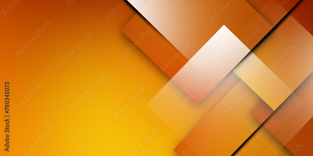 Poster orange square overlap geometric background with lines and dots layer on bright background