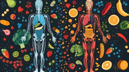 Educational Infographic Showcasing Fat-Soluble and Water-Soluble Vitamins within the Human Body