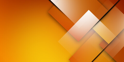 Orange square overlap geometric background with lines and dots layer on bright background