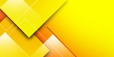 Orange square overlap geometric background with lines and dots layer on bright background
