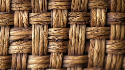 Woven Texture. The image shows a close-up of a woven texture. The weave is made of natural fibers, and has a warm, earthy tone.