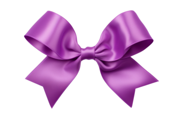 Vibrant Purple Bow on Clean White Background. On a White or Clear Surface PNG Transparent Background.