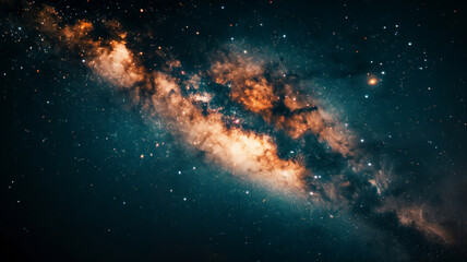 A vibrant section of the Milky Way galaxy, speckled with stars against the cosmic dark. - obrazy, fototapety, plakaty