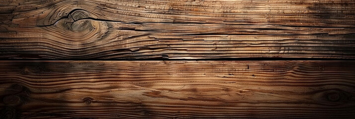 Dark brown wooden background with a rough texture and old wood grain, top view. Wooden table or floor with a worn surface. Vintage wood wall banner for design,	
