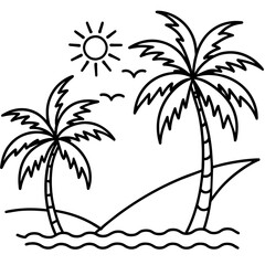Fototapeta na wymiar Beautiful seaside view with some coconut palm 