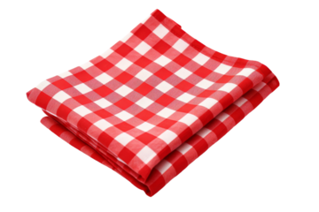 Red and White Checkered Cloth on White Background. On a White or Clear Surface PNG Transparent Background.
