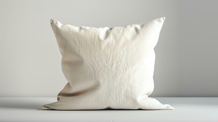 White soft square pillow isolated on white background. Front view. 3d rendering.