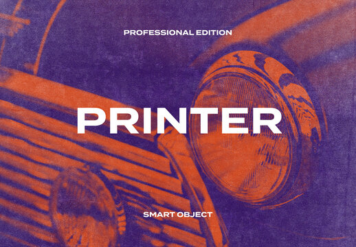 Printer Risograph Silk Screen Grain Photo Effect Paper Texture Template Mockup Overlay Style