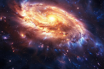 Obraz na płótnie Canvas A swirling galaxy, with bright stars and a central black hole