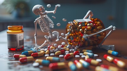 Skeletal Transformation from Weight Loss Medication Concept - obrazy, fototapety, plakaty