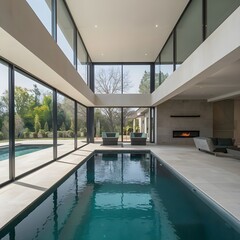 Obraz na płótnie Canvas interior pool in a modern house design by architect 