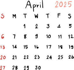 calendar planner 2025 handwriting