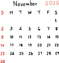 calendar planner 2025 handwriting