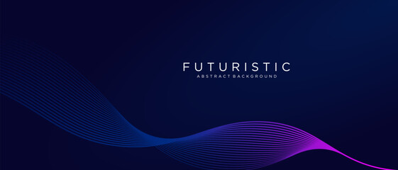Modern abstract dark blue background. Modern purple blue gradient flowing wave lines. Futuristic technology concept. Suit for poster, banner, brochure, cover, website, flyer. Vector illustration