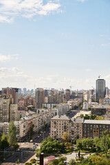 A bustling city with impressive skyscrapers dominating the skyline, showcasing the modern...
