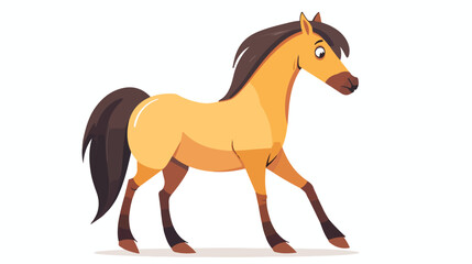 Cute horse cartoon flat vector isolated on white background