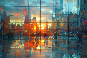 Abstract reflections in city windows