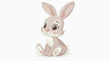Cute little bunny cartoon flat vector isolated on white
