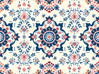 Pattern seamless design, wallpaper, flower, fabric, carpet, mandalas, clothing, wrapping, sarong, tablecloth, shape, geometric pattern, ethnic pattern, traditional. illustration