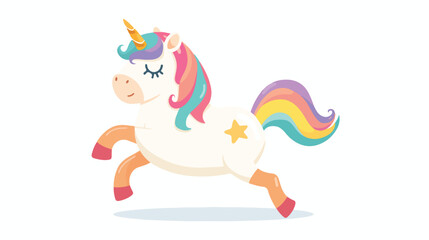 Cute lovely cartoon fitness unicorn funny vector illus