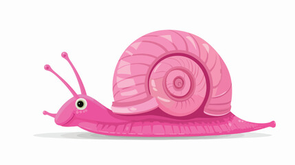Cute pink snail cartoon vector illustration flat vector