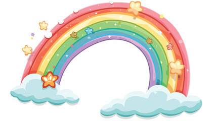 Cute rainbow arc with separate stripes skewed to left - obrazy, fototapety, plakaty