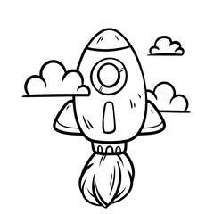 space rocket drawing It is a picture of lines on a white background.