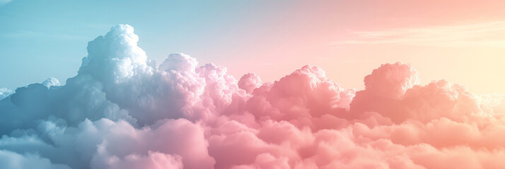 A pastel pink and blue sky  clouds background, colorful clouds, banner - obrazy, fototapety, plakaty