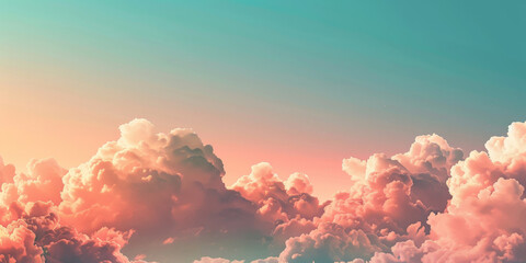 A peach and teal sky clouds, colorful clouds background, cloudy sunset - obrazy, fototapety, plakaty