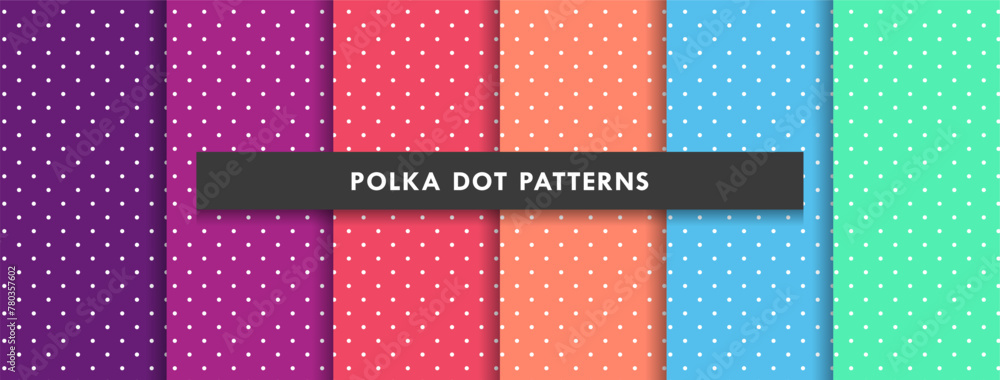 Poster small polka dot seamless pattern colorful background set vector