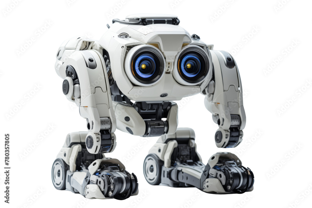 Poster robot to help the disabled.isolated on transparent background.