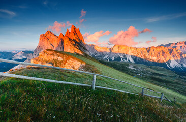 Impressive sharp peaks of the Odle Group. Dolomite alps, Puez Odle National Park, Italy, Europe. - 780358019