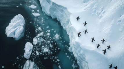 Emperor Penguins Gather on Glaciers in Antarctica