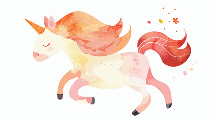 Cute unicorn in watercolour style. Vector illustration