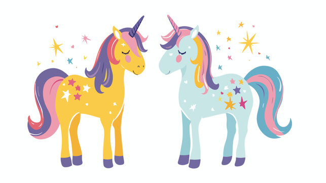 Cute unicorn illustration cute and fun flat vector isolated