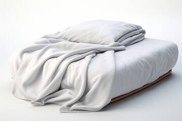 close up of white bedding on white background with clipping path.